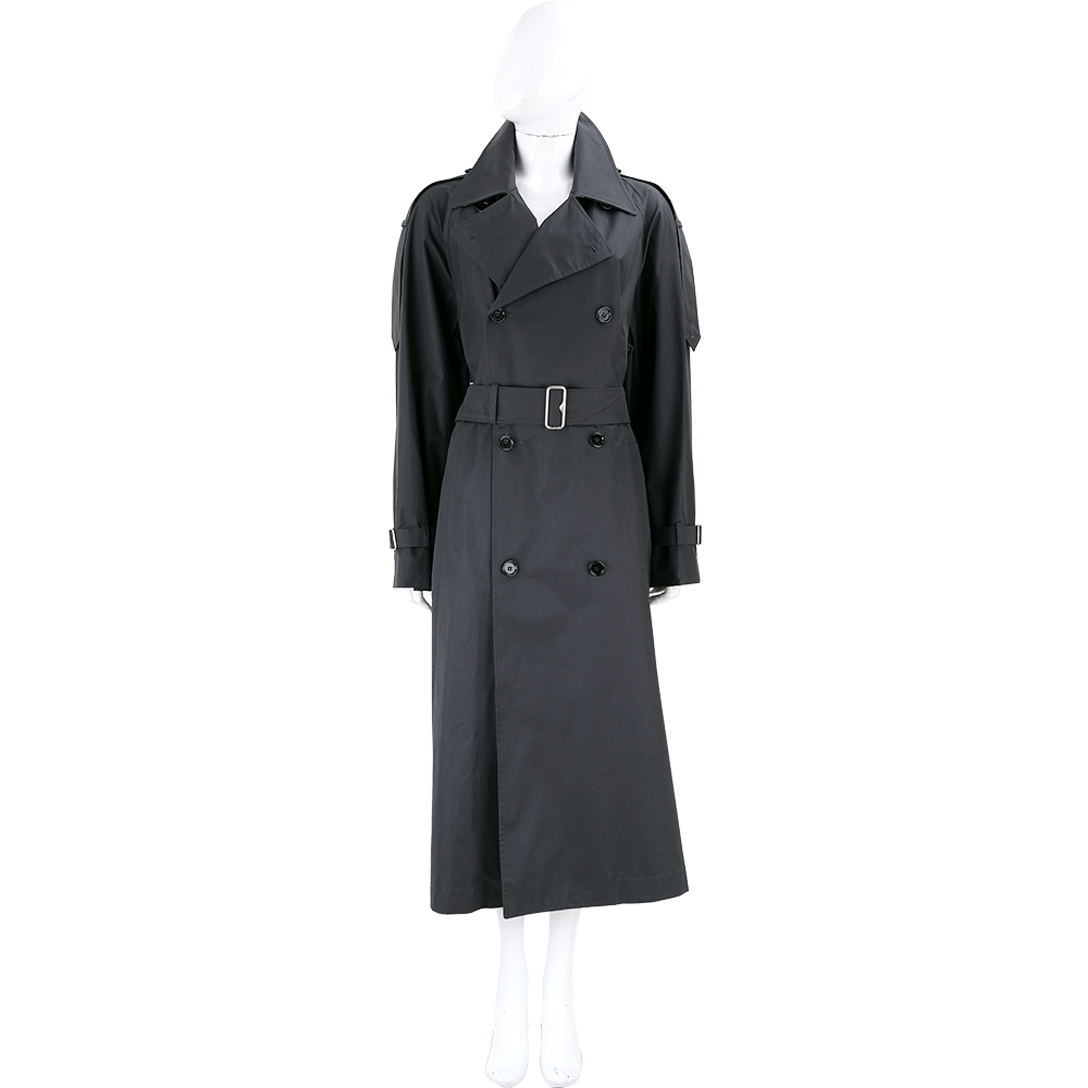 BURBERRY 巴寶莉 Gabardine 華達呢長款雙排鈕風衣(灰綠色)