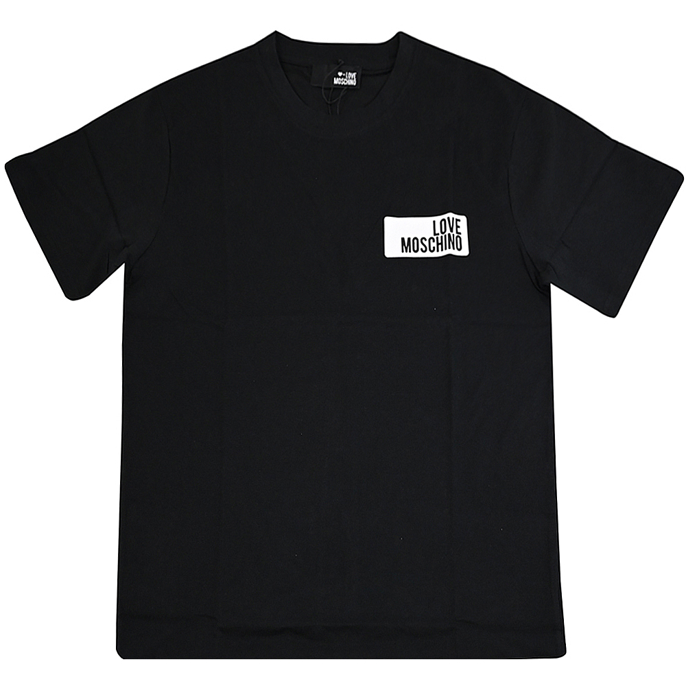 MOSCHINO LOVE MOSCHINO 燙印LOGO棉質短T恤.黑