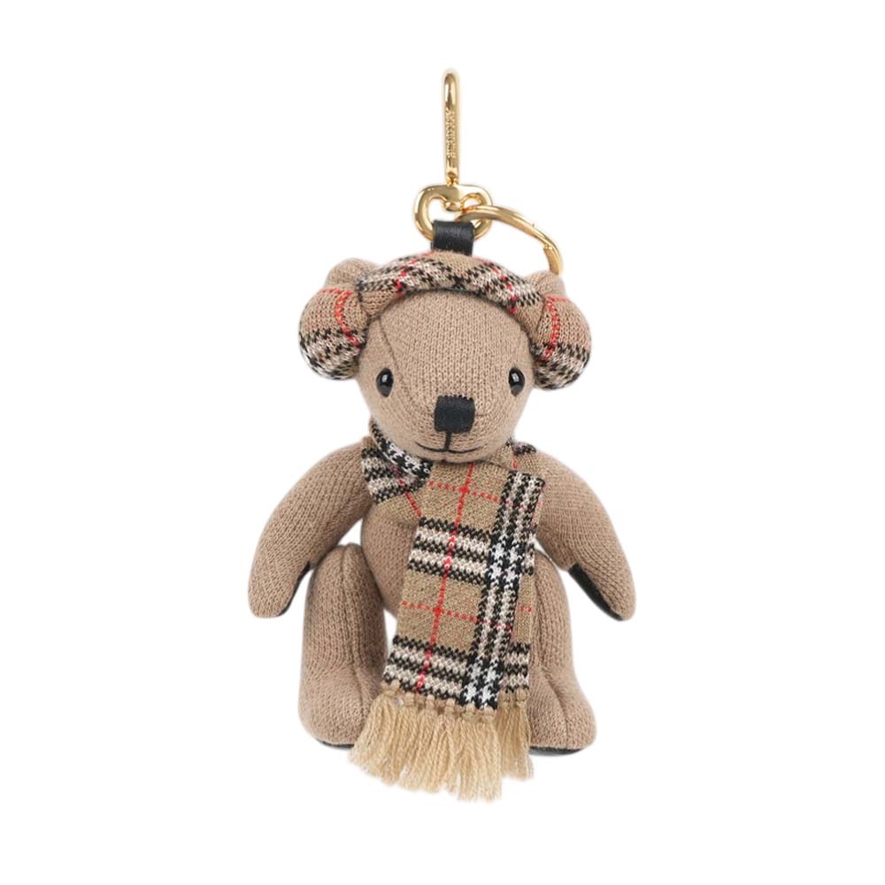BURBERRY 巴寶莉 Thomas 泰迪熊耳罩圍巾造型吊飾/Key圈(沙米色)