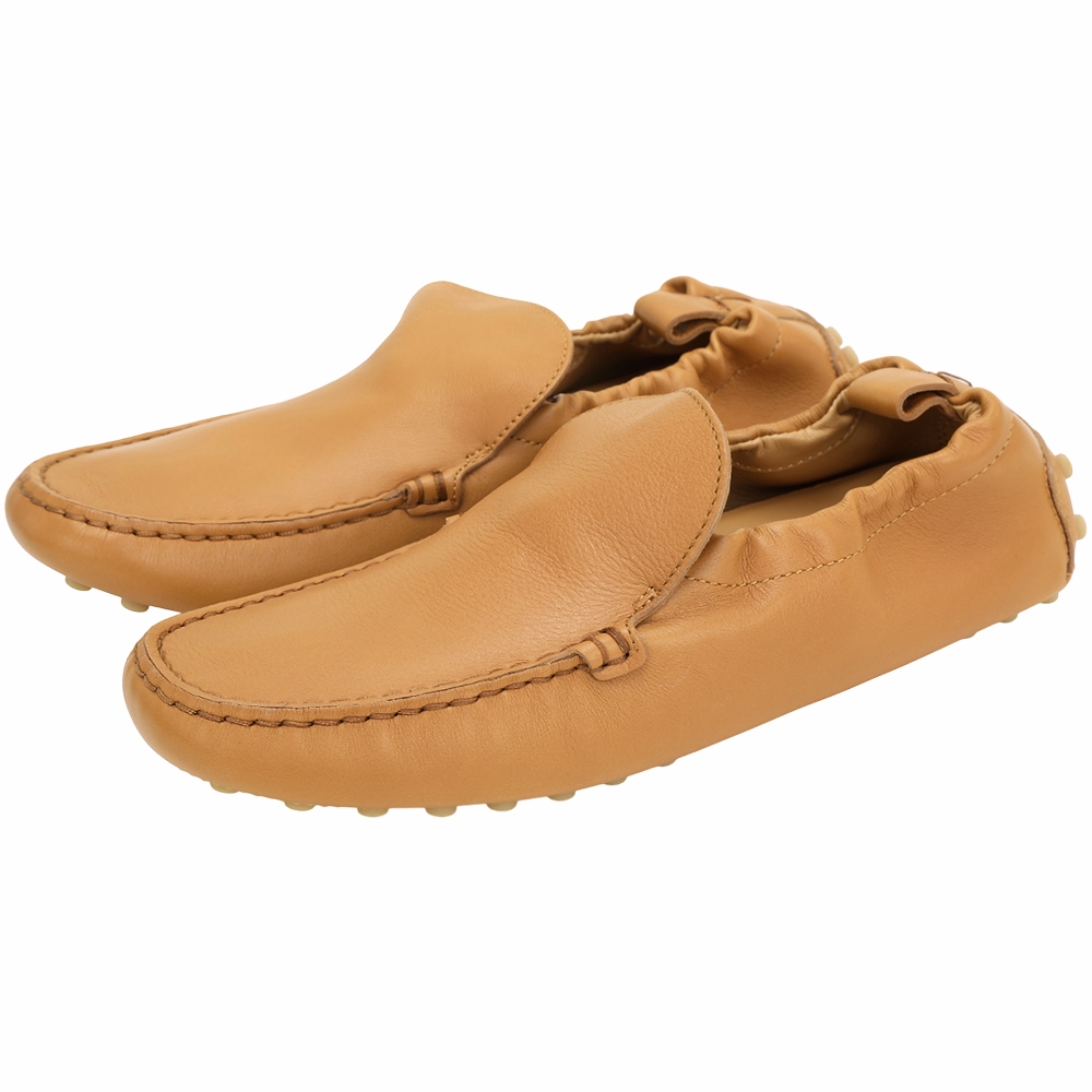 TOD'S Glove Gommino 壓紋柔軟小牛皮鬆緊帶豆豆鞋(女鞋/棕色)