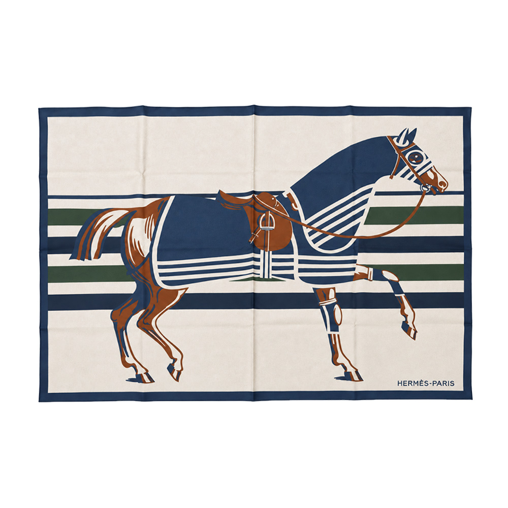 HERMES 愛馬仕 Cheval a la Couverture野餐墊(海軍藍/卡其色/栗紅色)