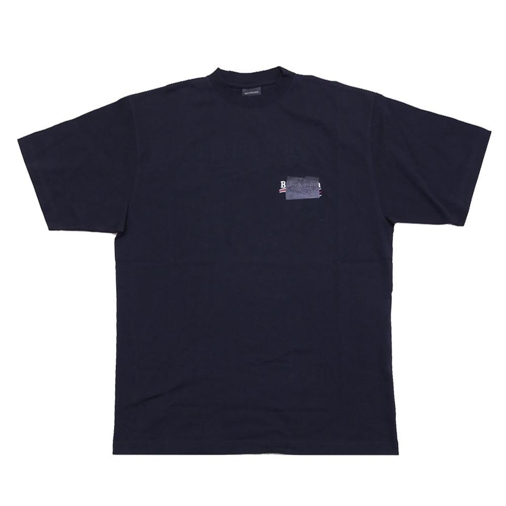 BALENCIAGA 巴黎世家 Gaffer Logo 膠帶系列寬鬆短袖T恤.黑