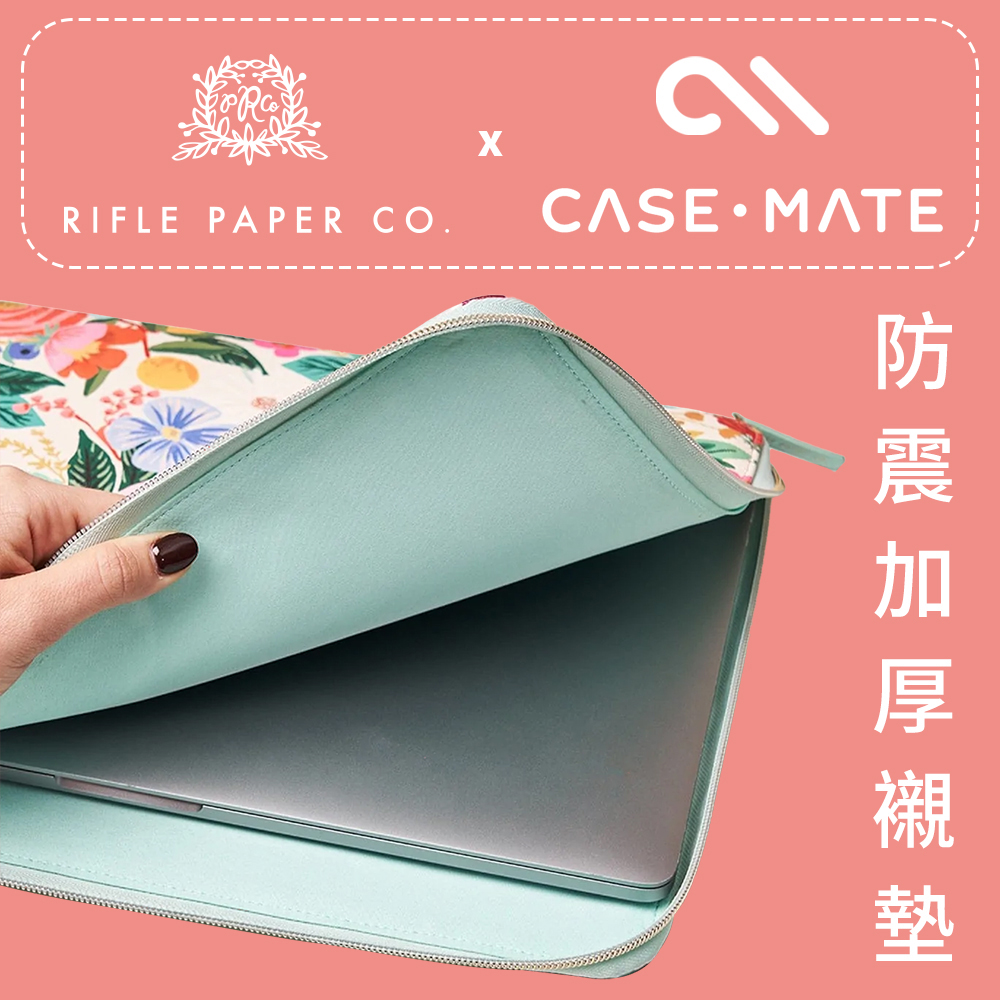 Case-Mate 美國 CASEMATE x Rifle Paper Co. 16吋 質感花漾筆電袋 - 花園派對紅色