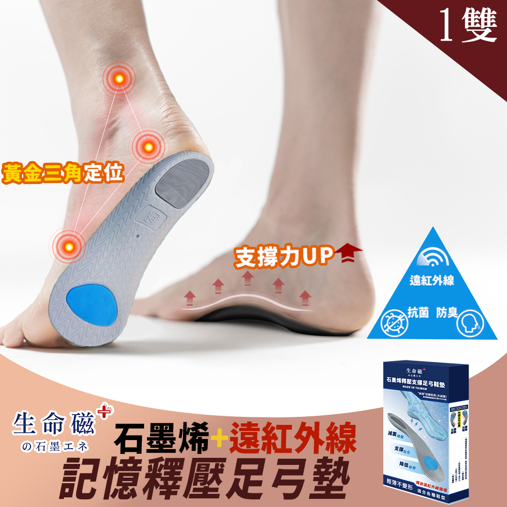 旭 生命磁石墨烯遠紅外線足弓鞋墊1雙入（其他規格）