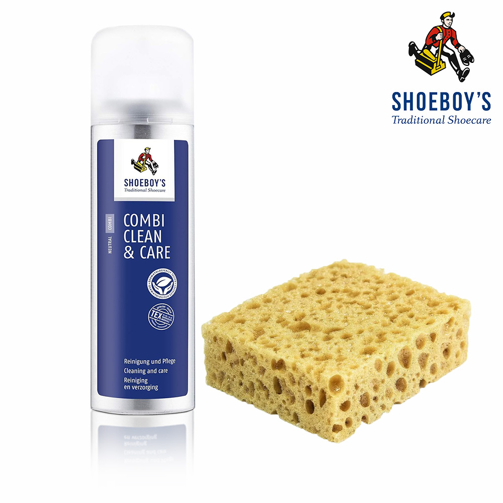 休伯 德國【Shoeboy's】皮革泡沫清潔保養劑200ml+蜂巢海綿 溫和清潔 兼顧保養 泡沫細緻