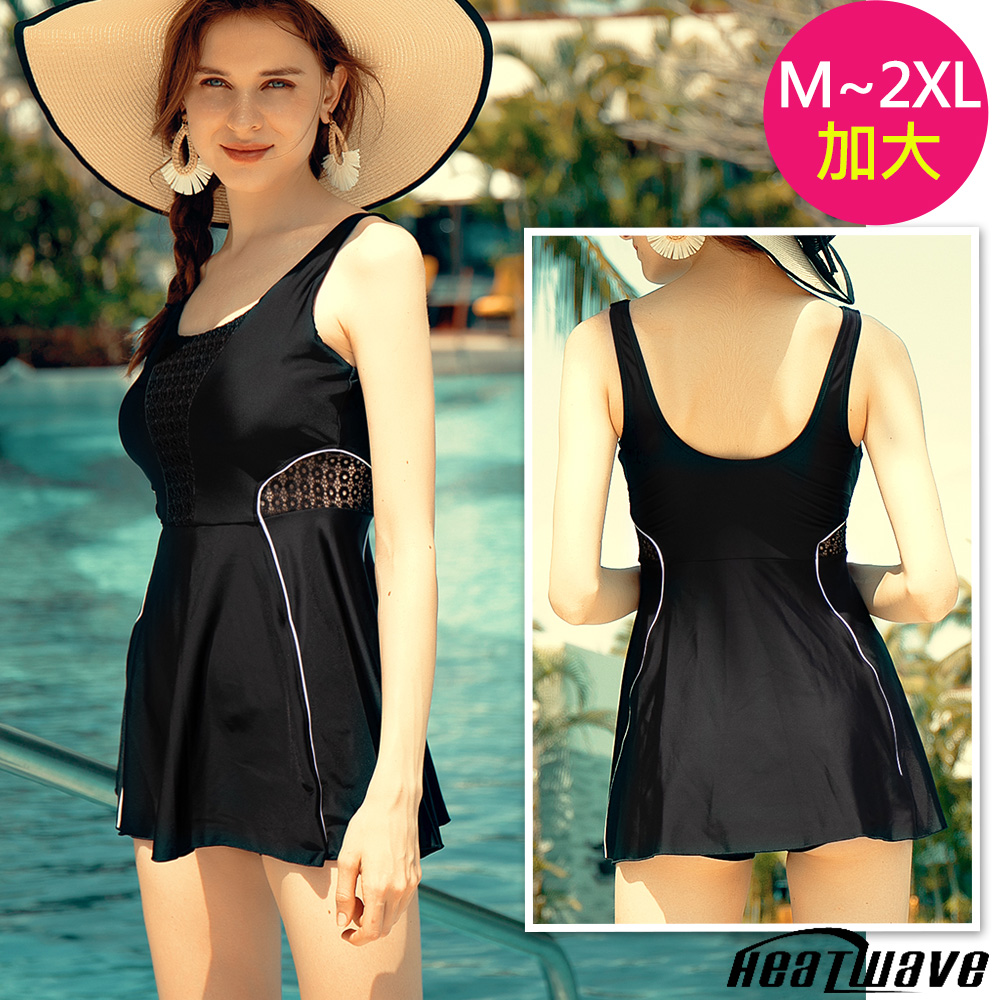 Heatwave 熱浪 加大連身萊克泳裝 黑麗佳人(M-2XL)3005