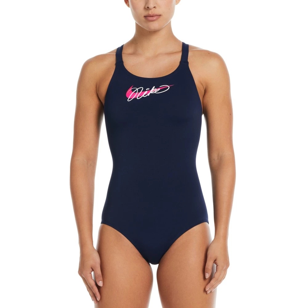 NIKE 耐吉 SWIM 初階連身泳裝 女款 深藍 NESSE018-440