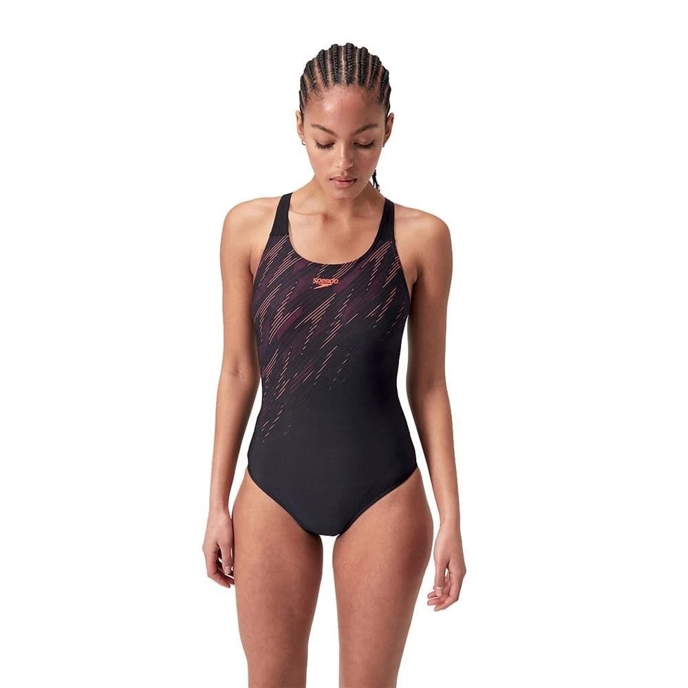 SPEEDO Placement 女運動連身泳裝 黑 SD800375217525