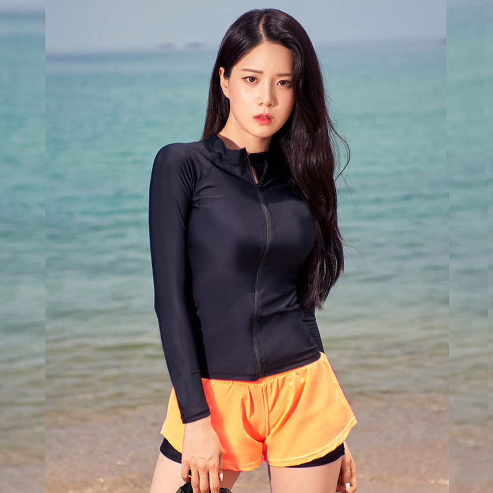 Biki 比基尼妮 茜惠長袖外套三件式泳衣輕質短泳褲(M-XL)