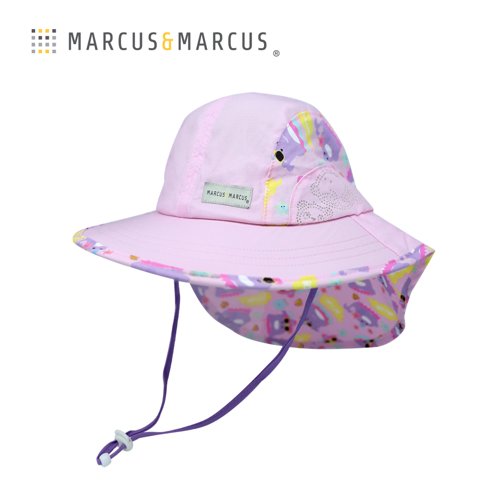 MARCUS & MARCUS 幼兒抗UV遮頸防曬帽-鯨魚