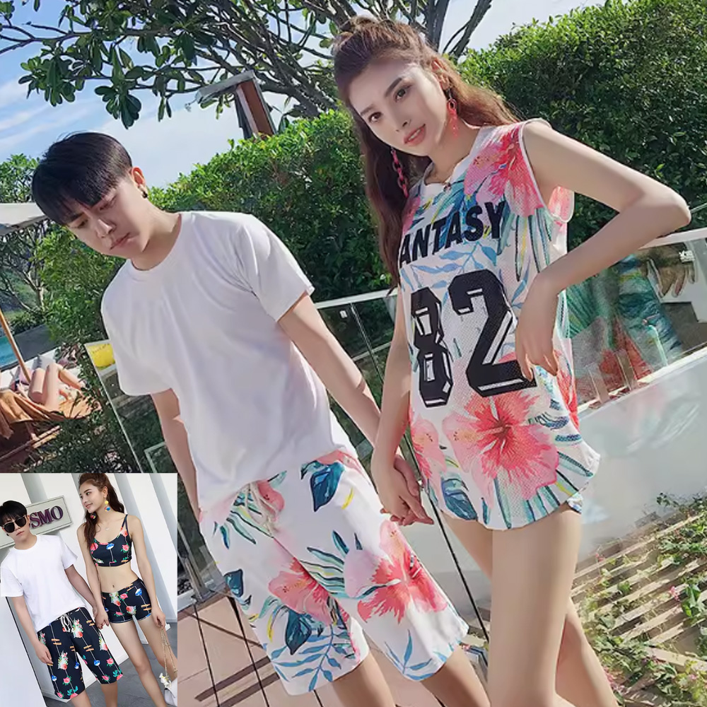 Biki 比基尼妮 卡迪彩網眼比基尼三件式情侶泳衣(女M-XL)