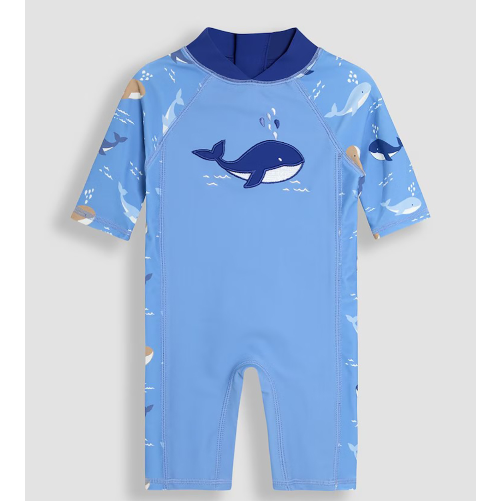 JoJo Maman BeBe 英國 嬰幼兒/兒童連身式防曬泳裝_可愛鯨魚_JJL5498
