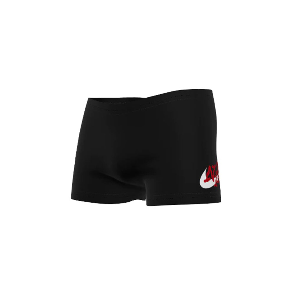 NIKE 耐吉 SWIM 男孩四角泳褲 黑X白勾 NESSE041-001