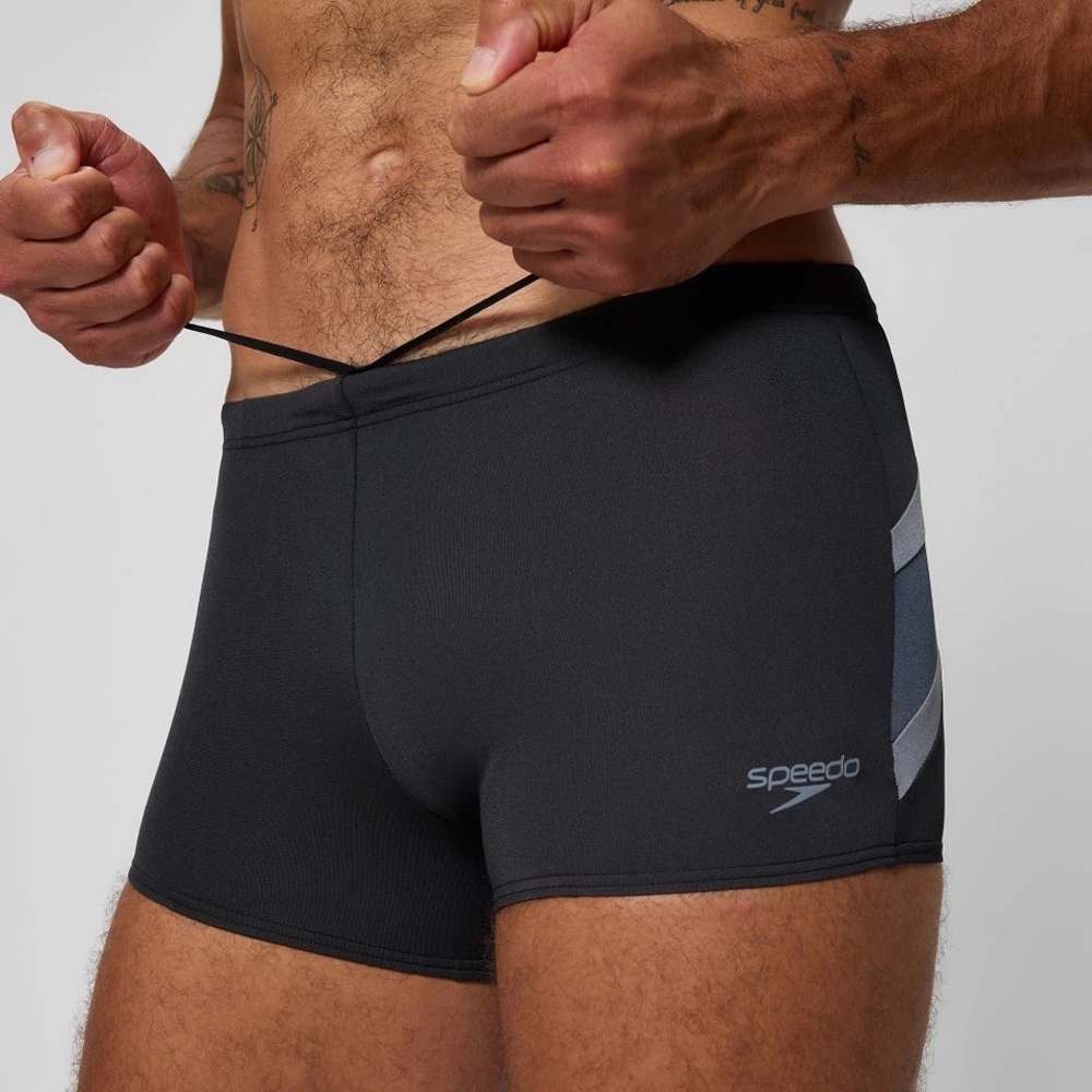 SPEEDO HYPERBOOM 男運動四角泳褲 黑/鉛灰 SD8A000154004