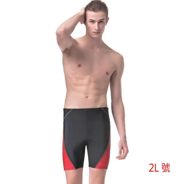 SAIN SOU 聖手牌 素面紅邊飾五分男泳褲(2L號)