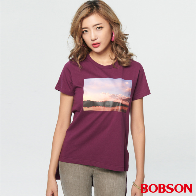 BOBSON 女款前短後長上衣 (28098-63)