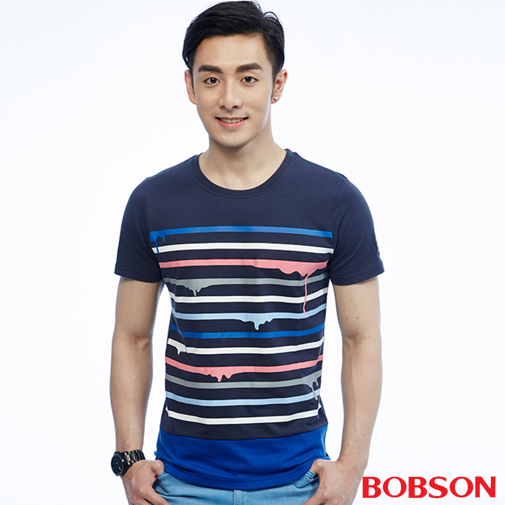 BOBSON 男款短袖條紋上衣(26030-53)