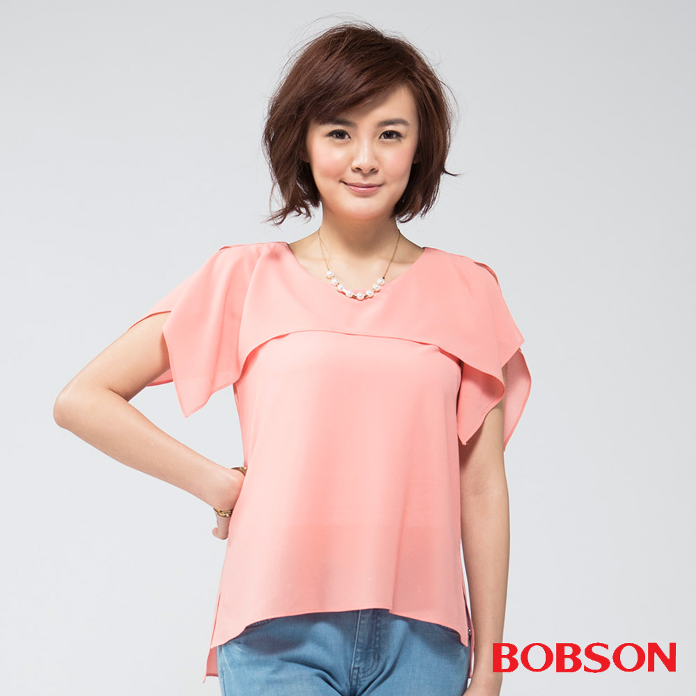 BOBSON 】女款短袖雪紡紗上衣(24096-23)