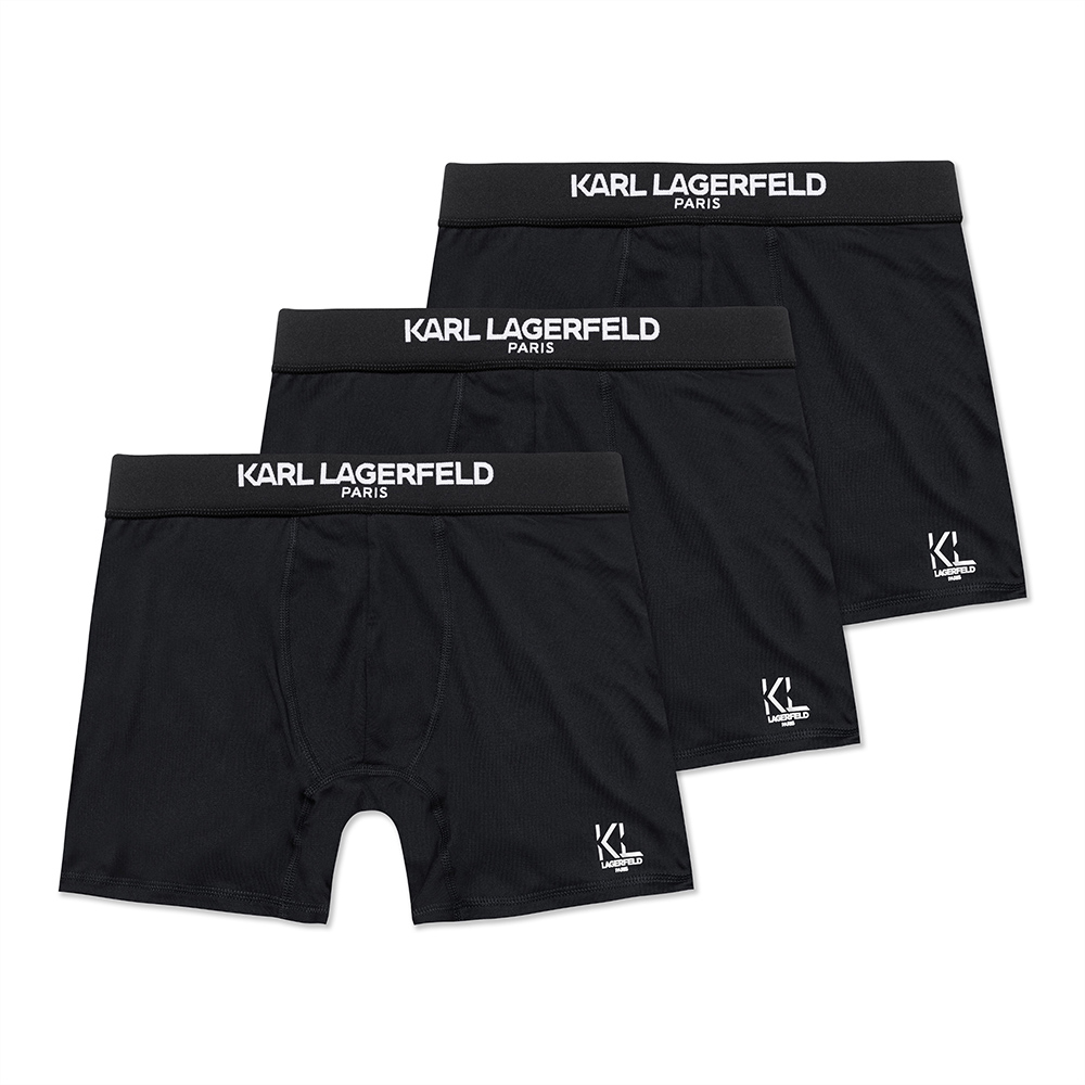 Karl Lagerfeld 老佛爺 熱銷刺繡文字貼身四角內褲3件組-黑色
