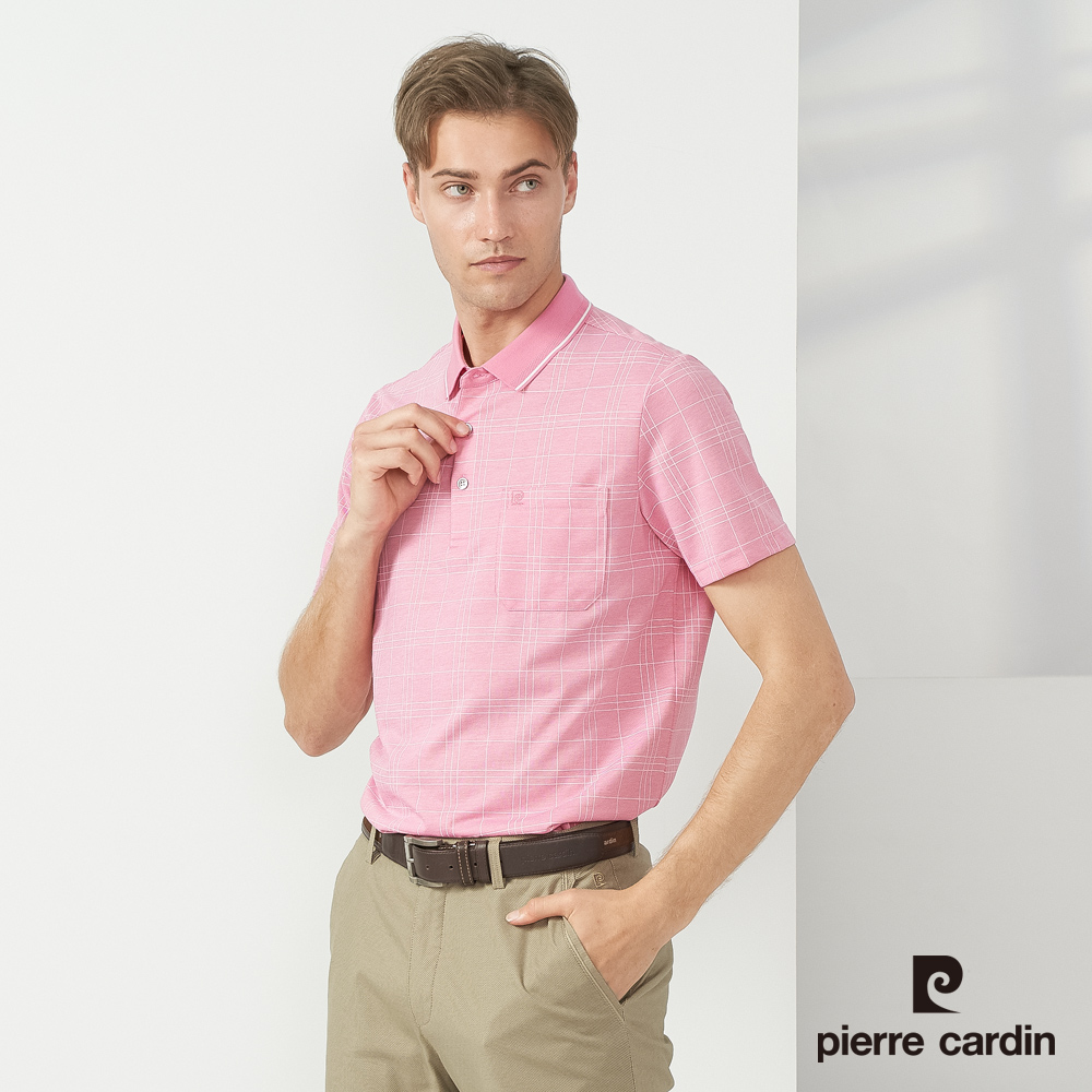 Pierre Cardin 皮爾卡登 男裝 印格短袖POLO衫-粉色 (5237260-75)