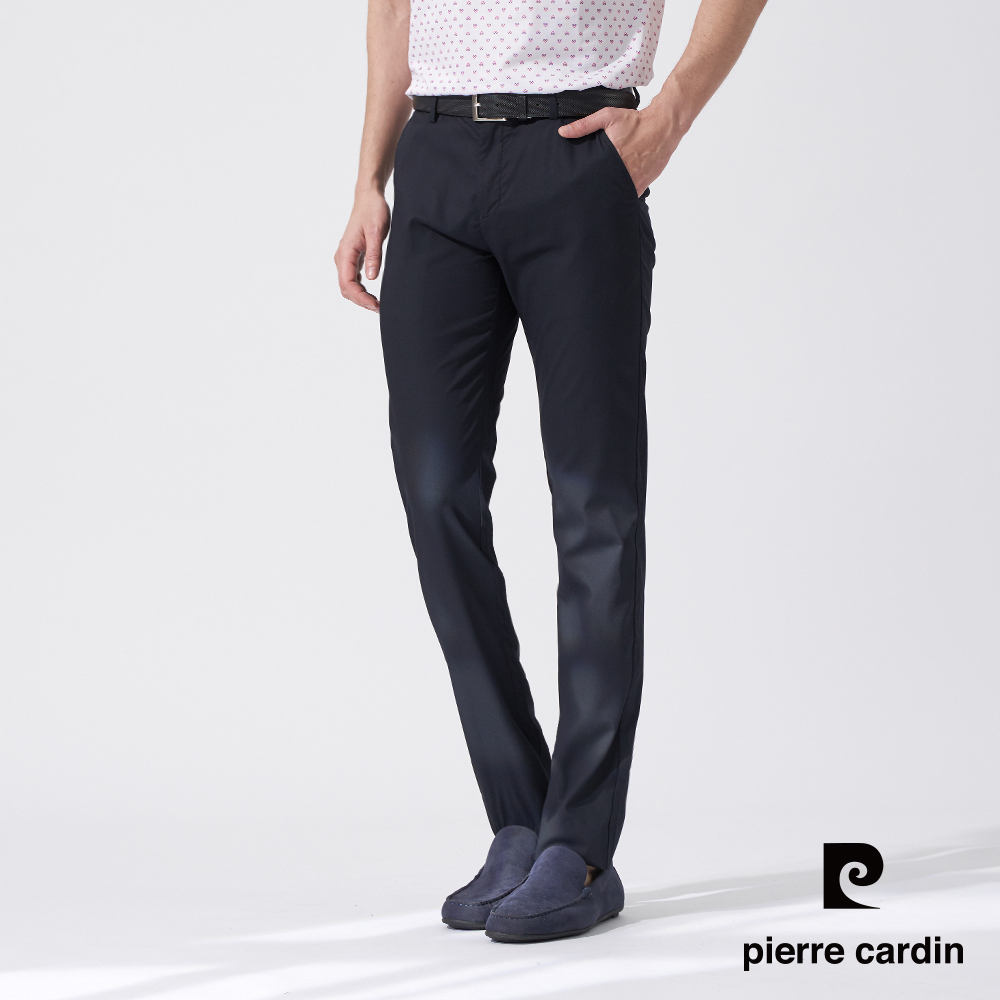 Pierre Cardin 皮爾卡登 男款 彈性平口鬆緊合身休閒長褲-藍色 (5247822-39)