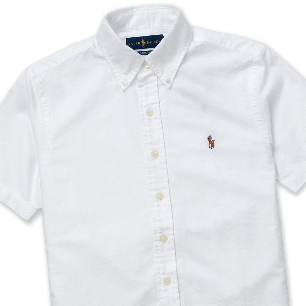 Polo Ralph Lauren 年度經典刺繡小馬短袖商務襯衫CLASSIC FIT-白色- PChome 24h購物