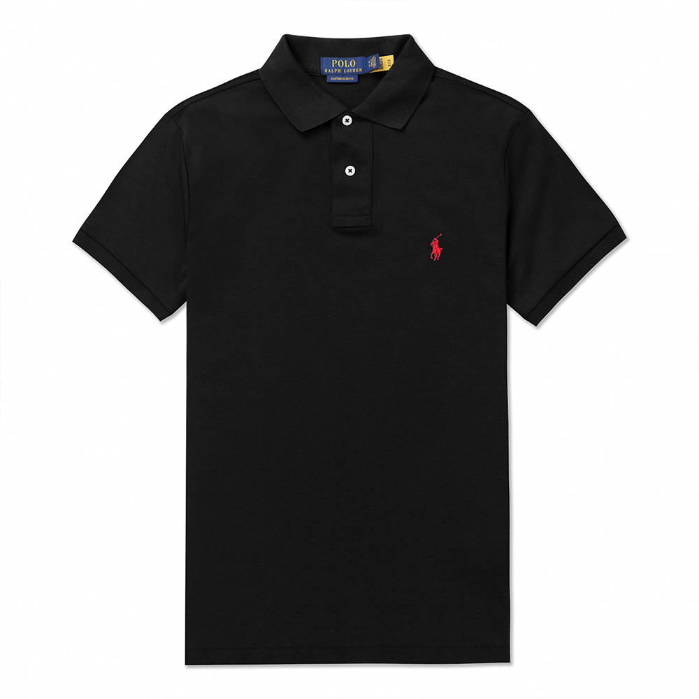 Ralph Lauren RL 熱銷刺繡小馬短袖衫(CUSTOM SLIM FIT)-黑色