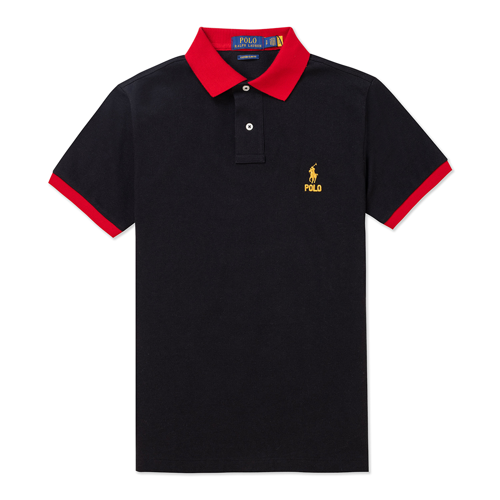 Ralph Lauren RL 熱銷刺繡小馬短袖衫(CUSTOM SLIM FIT)-黑色