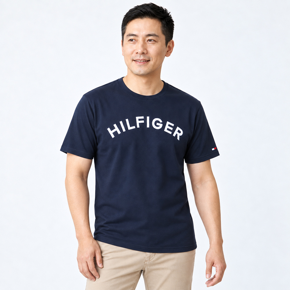 Tommy Hilfiger 熱銷刺繡文字圖案短袖T恤-深藍色