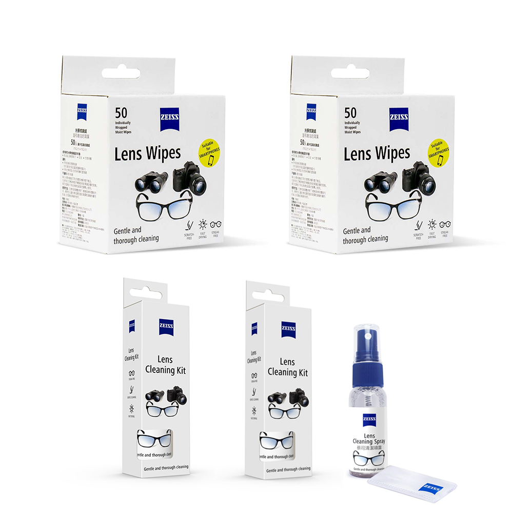 ZEISS 蔡司 專業光學清潔套組(清潔拭鏡紙50片x2+清潔噴液組30mlx2)（其他規格）