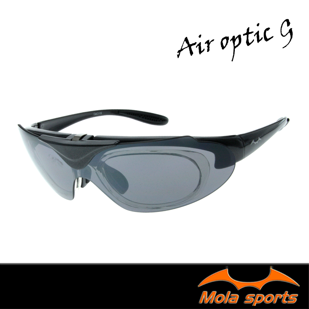 MOLA SPORTS Mola 摩拉上掀近視運動太陽眼鏡 墨鏡 UV400 男女 灰 小到一般戶外臉 Air-optic-g（其他規格）