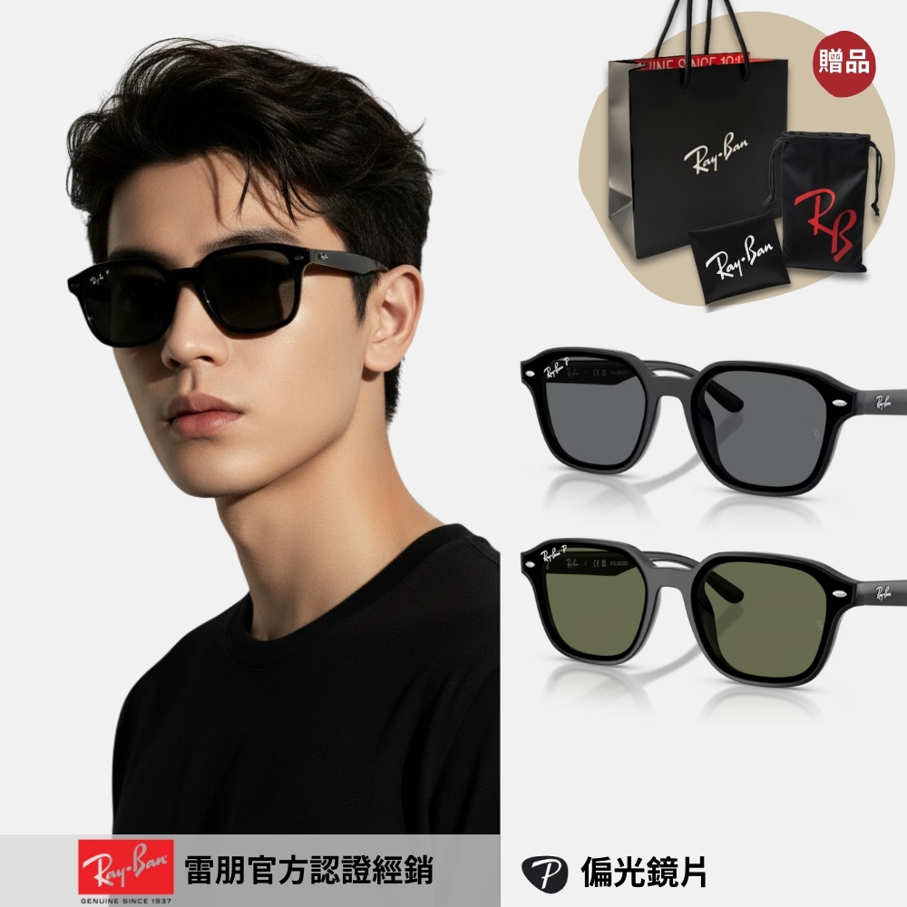RAY BAN 雷朋 方形膠框太陽眼鏡(RB4458D-601/81、RB4458D-601/9A 65mm)