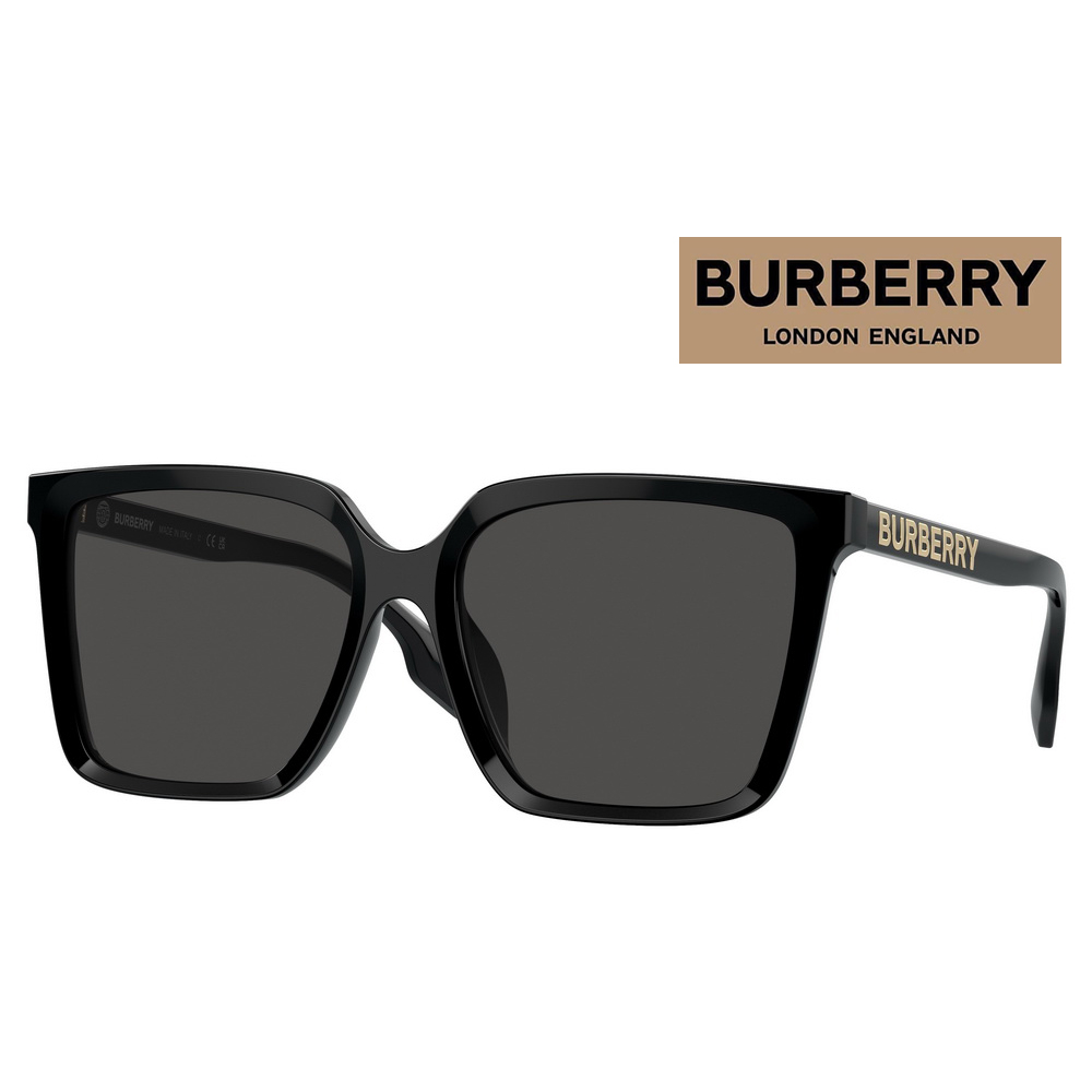 BURBERRY 巴寶莉 巴寶莉 亞洲版 個性方框設計太陽眼鏡 BE4411D 300187 黑框抗UV深灰鏡片 公司貨