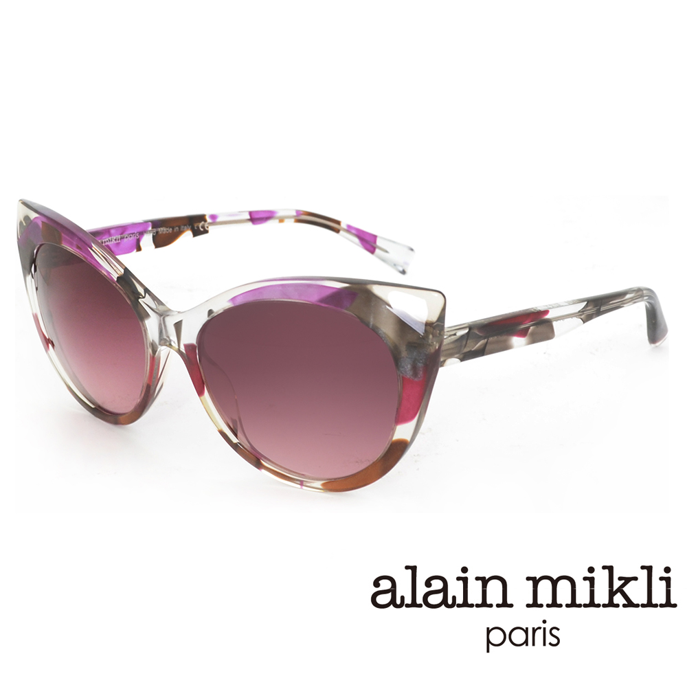 alain Mikli 法式設計 視覺貓眼大框造型太陽眼鏡(紫 A05032-001)
