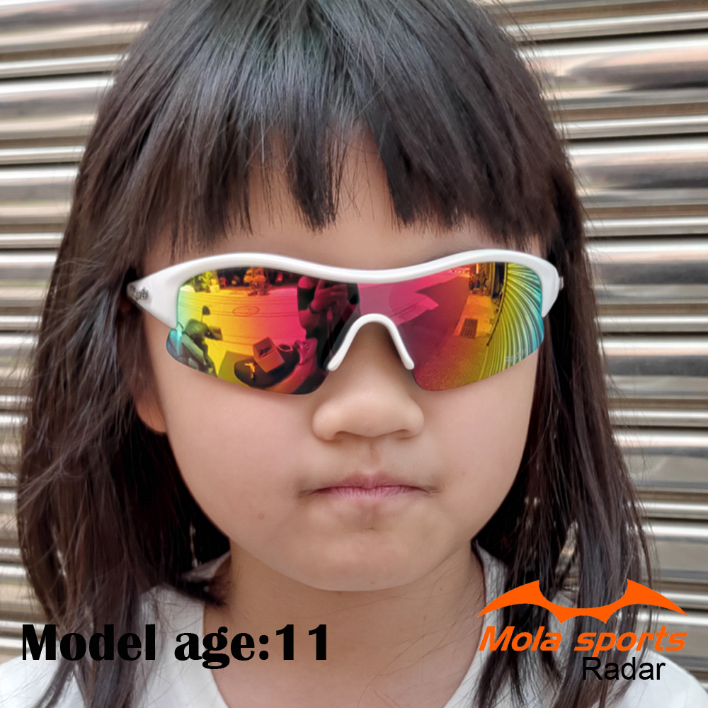 MOLA 摩拉 兒童太陽眼鏡 運動 墨鏡 大童 8-14歲 男女 UV400 白框 多層彩色鍍膜鏡片 Radar-wm