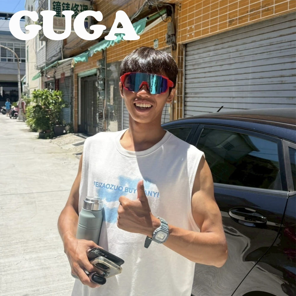 GUGA 偏光運動太陽眼鏡 柱面型大鏡面無限款 雪鏡造型 UV400 包覆通風 高清晰 P1141