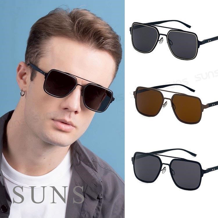 SUNS 時尚雙槓飛行框偏光墨鏡 TR90鏡架 駕駛墨鏡 抗UV/防眩光(95566)