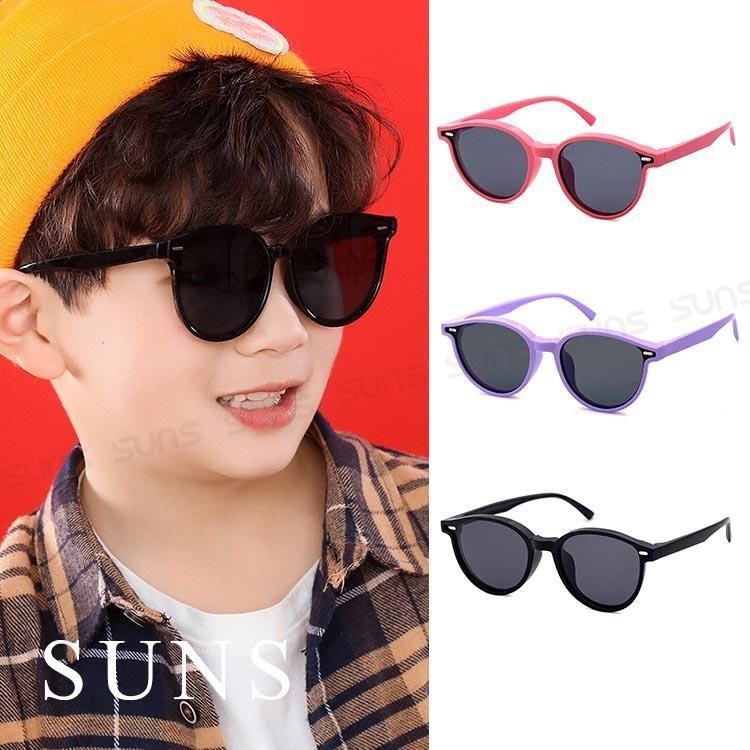 SUNS 兒童彈力偏光太陽眼鏡 韓版ins圓框墨鏡 輕量矽膠彈性墨鏡 抗UV400 S037