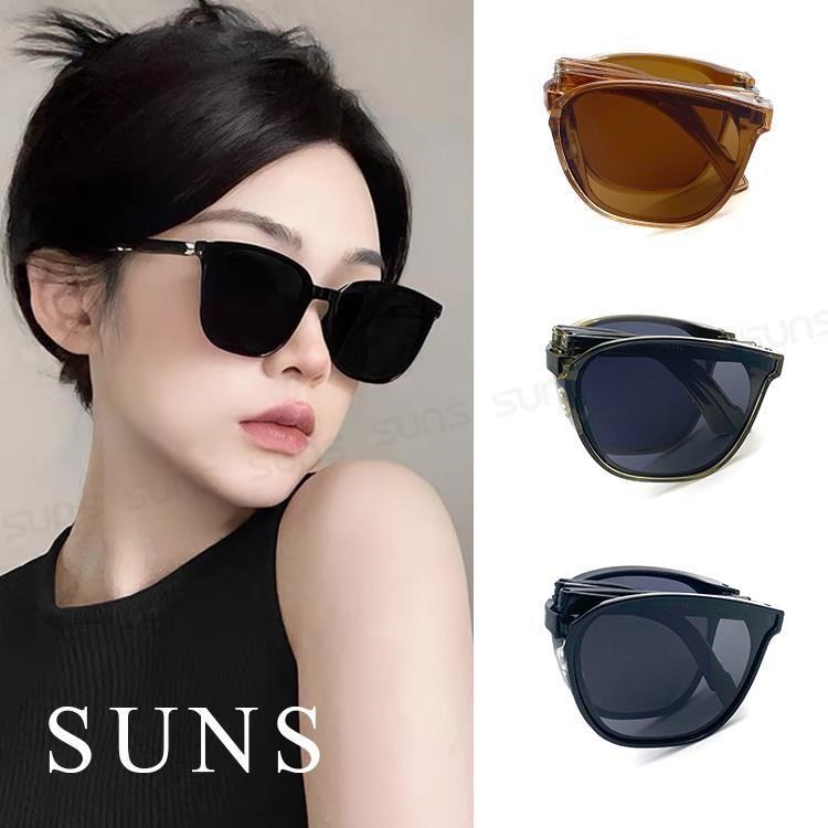 SUNS 折疊墨鏡 韓國明星款偏光墨鏡 時尚方框墨鏡 男女適用 防眩光 抗UV(3651)
