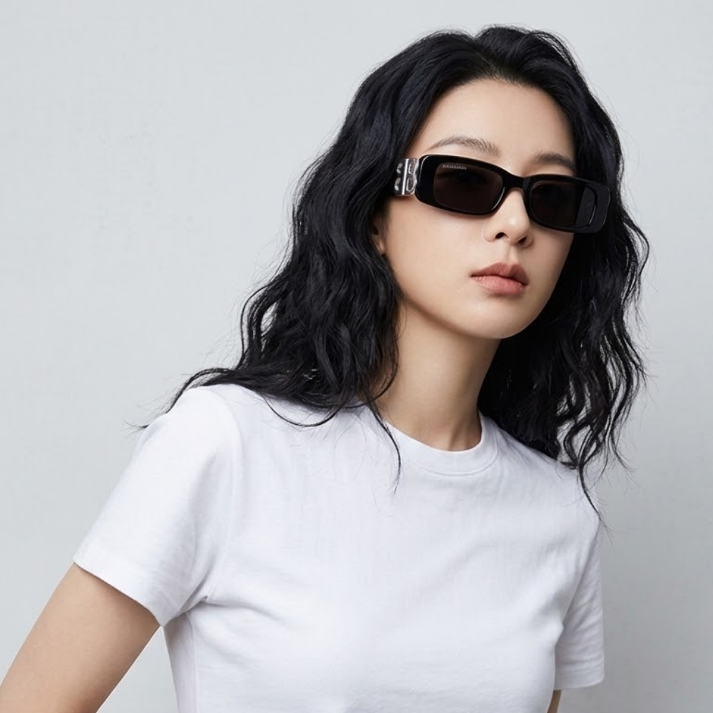 BALENCIAGA 巴黎世家 方形膠框抗UV太陽眼鏡(BB0096S-030)