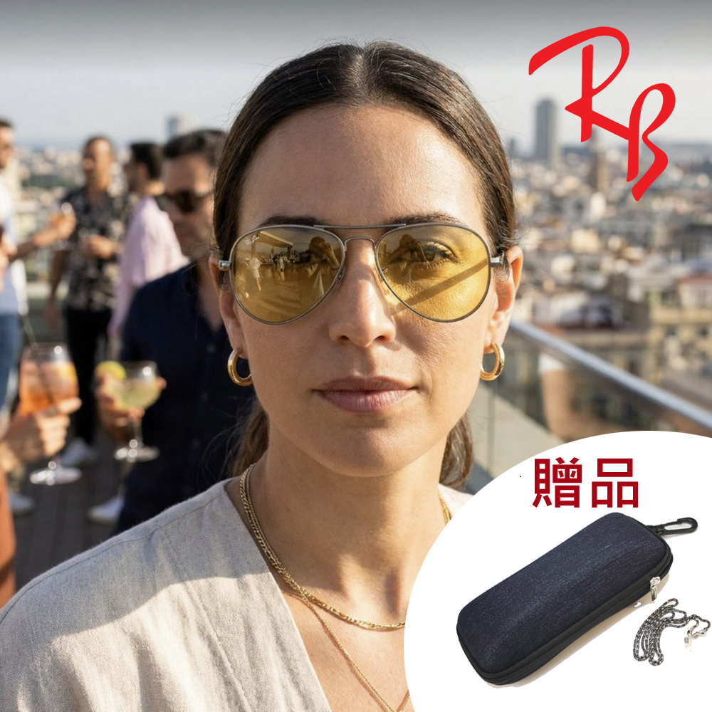 RAY BAN 雷朋 經典飛官太陽眼鏡 RB3025 004/R6 58mm 槍灰色框夜視黃鏡片 公司貨