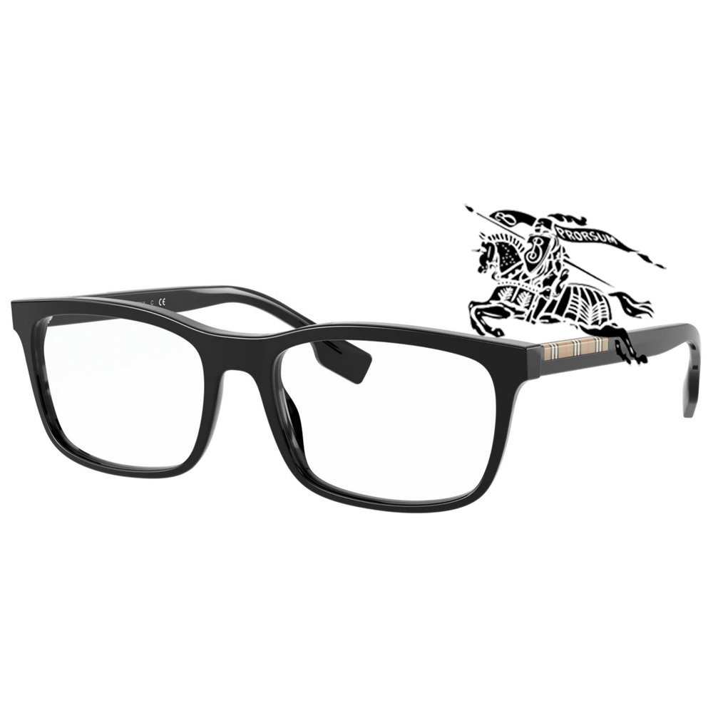 BURBERRY 巴寶莉 亞洲版 低調簡約方框光學眼鏡 BE2334F 3001 57mm 亮黑 公司貨