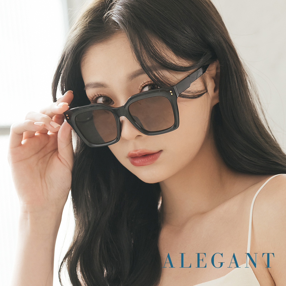 ALEGANT 古橙棕韓系時尚幾何貓眼方框墨鏡/UV400太陽眼鏡