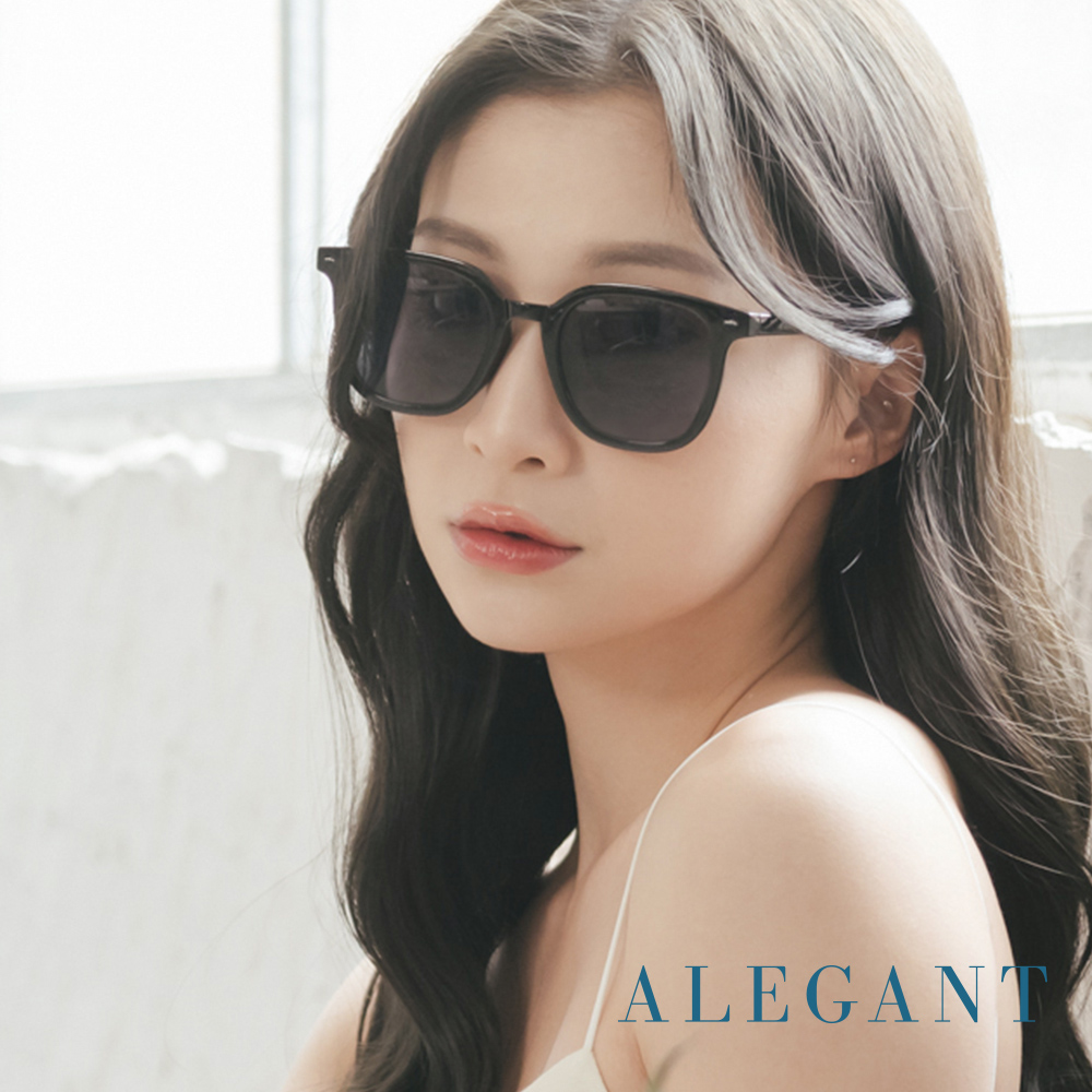 ALEGANT 潮流造型星沙黑輕量貓眼方框墨鏡/UV400太陽眼鏡