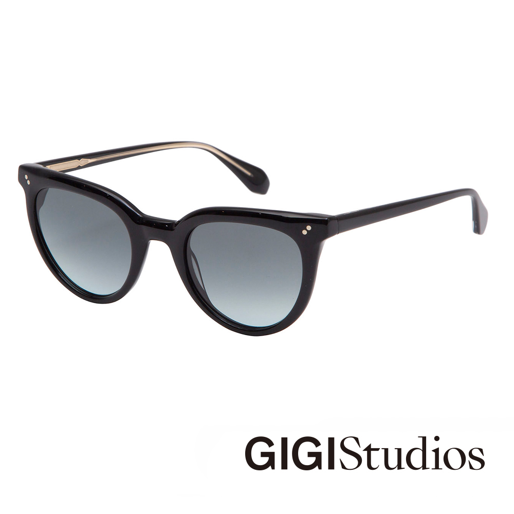 GIGI Studios 歐美俐落貓眼雙鉚釘太陽眼鏡(黑 - AGATHA-6566/1)