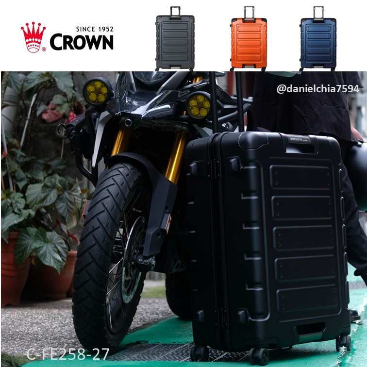CROWN 皇冠 日本同步款 獨特箱面手把 27吋 行李箱 悍馬箱 黑色