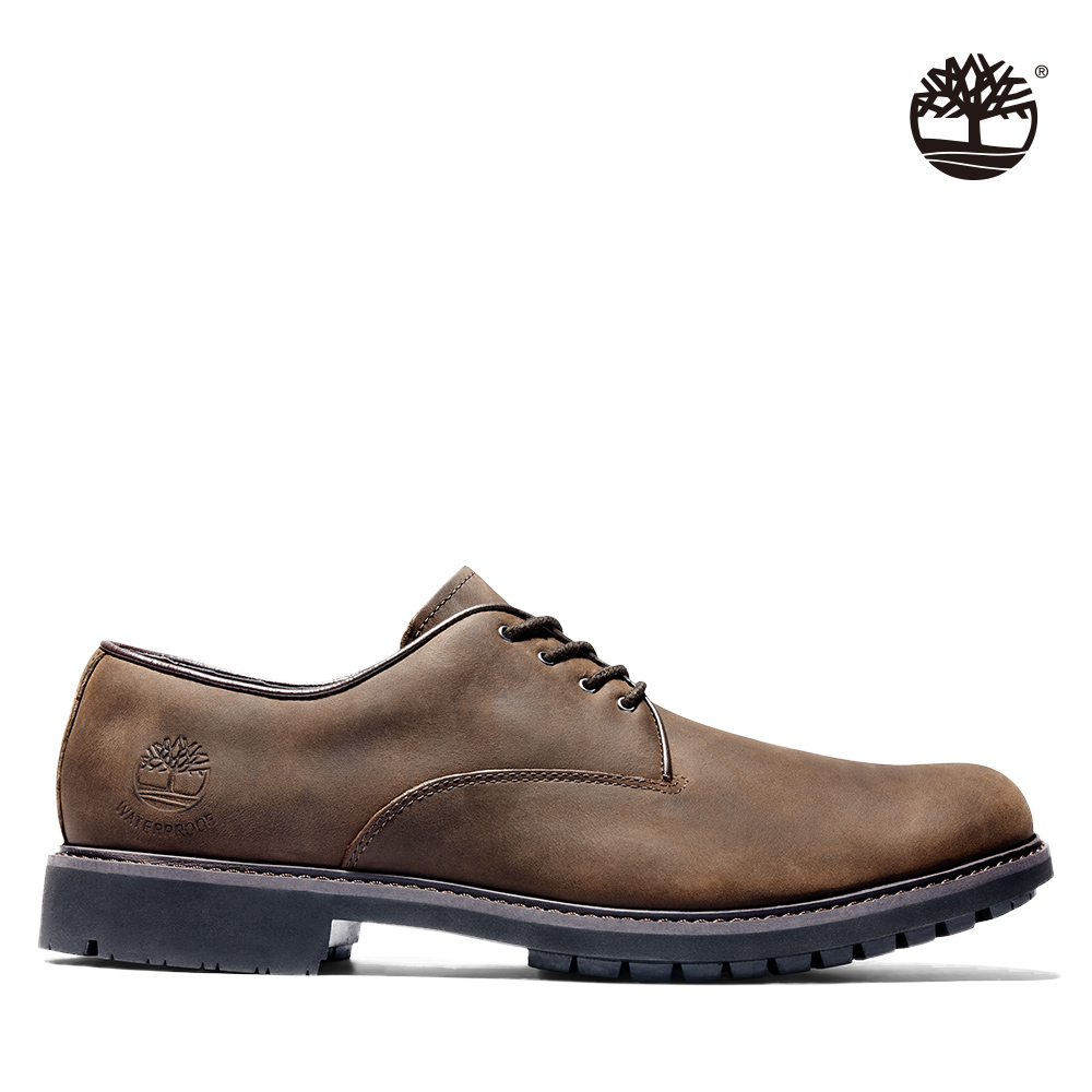 Timberland 男款深棕色防水皮革休閒鞋|5550R242