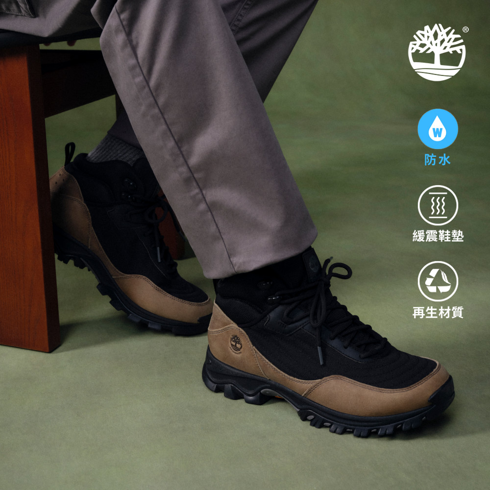 Timberland 男款黑色防水中筒健行鞋|A6CH5EJT