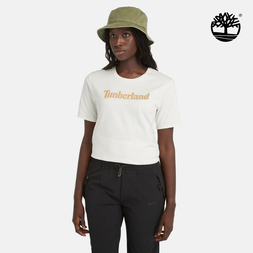 Timberland 女款白色休閒短袖T恤｜A6AZPCM9