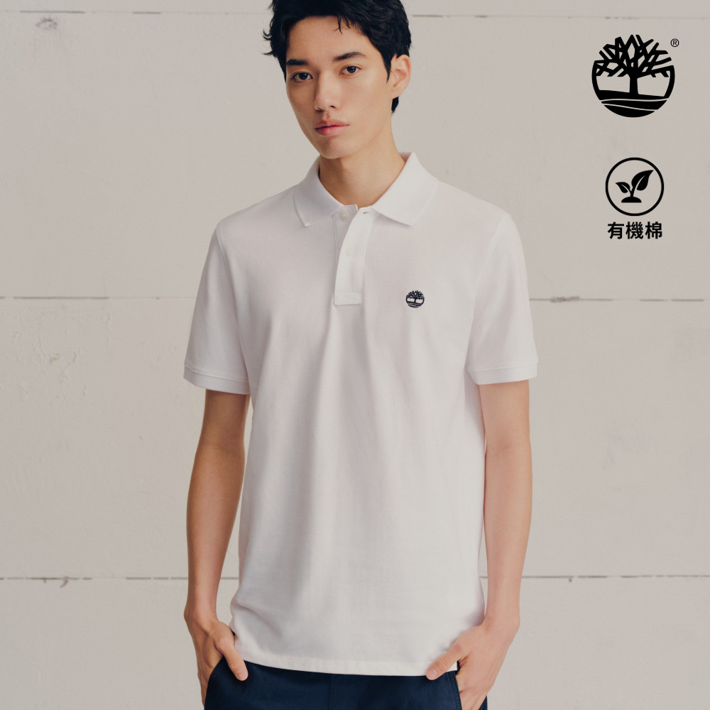 Timberland 男款白色休閒短袖POLO衫|A6943100